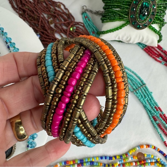 Massive Lot Bundle Multicolor Seedbead Beaded Necklace and Bracelet Collection - Picture 7 of 15